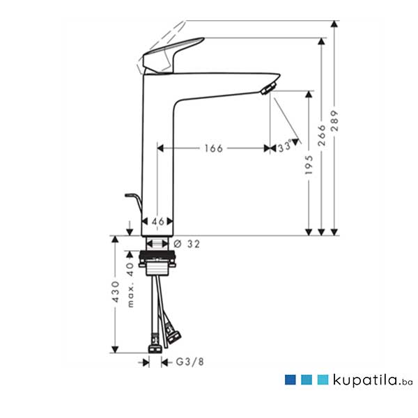 Baterija za umivaonik Logis 190 71090000 - Image 2