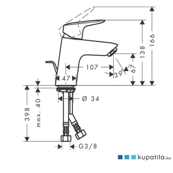 Baterija za umivaonik Logis 70 Hansgrohe 71070000 - Image 2