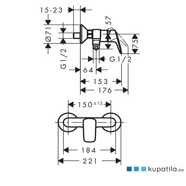 Baterija za tuš Logis Hansgrohe 71600000 - Image 2