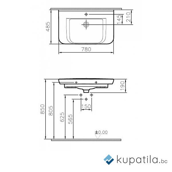 Lavabo VITRA SENTO 78x48,5cm - Image 2