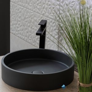 Umivaonik nadgradni okrugli 42,5 cm crni mat s piletom ONYX