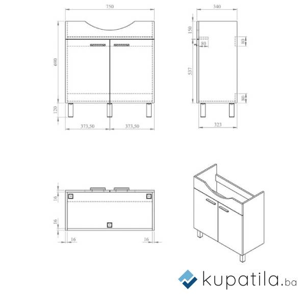 Kupatilski ormarić 80cm Albatros Retro MP - Image 3