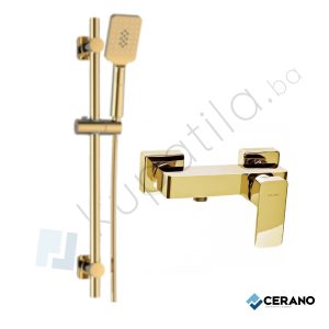 Tuš Baterija +Klizna Šipka Gold Set Loft Valvex Cerano