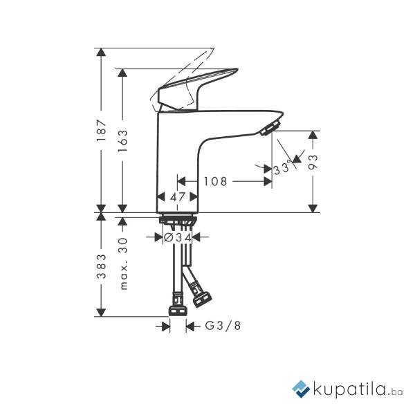 Baterija za umivaonik matblack Logis Hansgrohe 71107670 - Image 2
